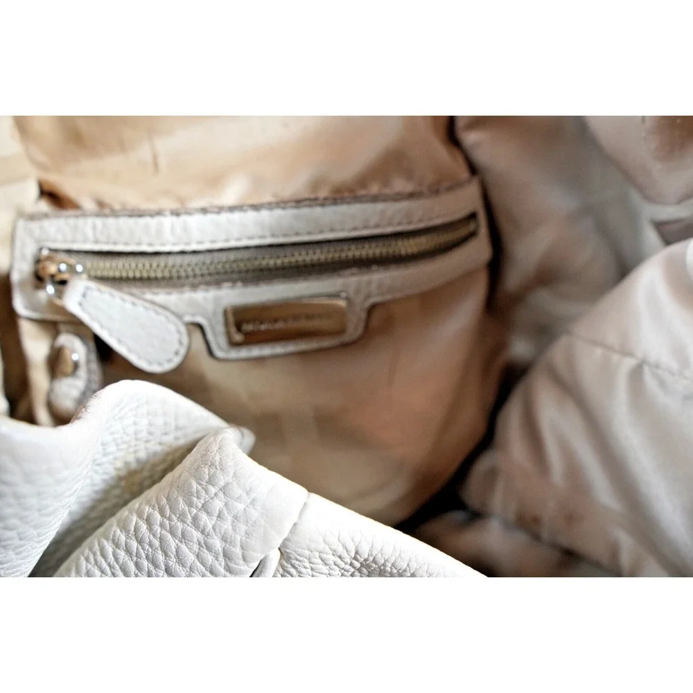 Banana Republic‎ Large Ivory Pebbled Leather Handbag Satchel Bag